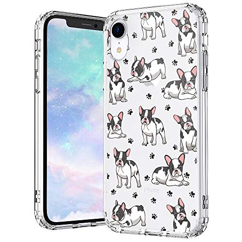 MOSNOVO Bonito diseño de perro toro francés diseñado para iPhone XR, funda transparente con diseño, parachoques de TPU con funda protectora rígida.