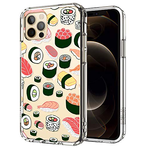 MOSNOVO Diseño de sushi diseñado para iPhone 12 funda de 6.1 pulgadas/diseñado para iPhone 12 Pro funda de 6.1 pulgadas, funda transparente con diseño, parachoques de TPU con funda protectora rígida