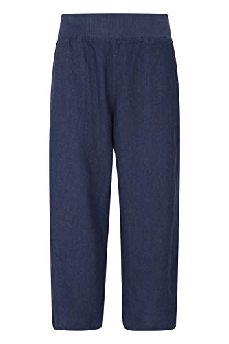 Mountain Warehouse Pantalones Capri Skye para Mujer - Ligeros, Mezcla de Lino - Protección UV, antimosquitos, elásticos, con Bolsillos - para Yoga, Paseos y excursiones. Azul Marino 44