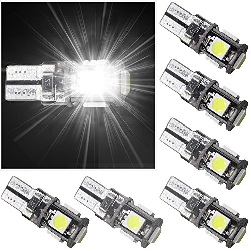 muchkey Indicador (T10, W2.1x 9.5d, W5W No Error LED Interior Luz Bombillas,blanco 6pcs