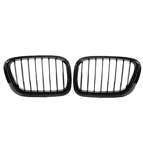 MZCDM Reemplazo de la Rejilla, para E53 X5 Pre-Facelift 1999 2000 2001 2002 2003 Glossy Black Single Dual Line Front Ridney Grill,1 Slat