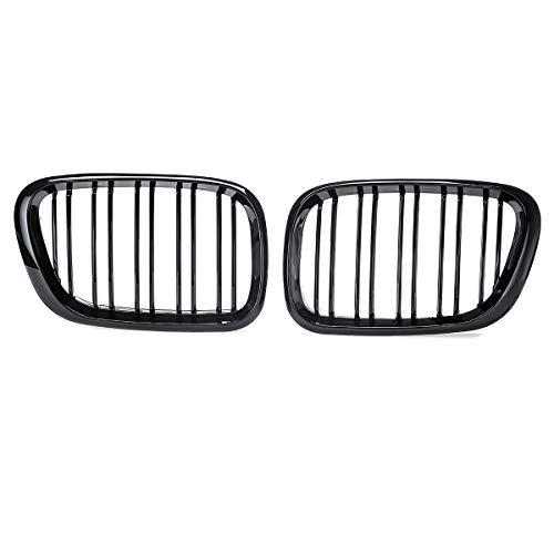 MZCDM Reemplazo de la Rejilla, para E53 X5 Pre-Facelift 1999 2000 2001 2002 2003 Glossy Black Single Dual Line Front Ridney Grill,2 slats