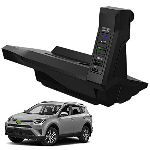 Nuevo Cargador Inalámbrico Coche Auto para Toyota 2013-2018 RAV4/RAV4 Hybrid Consola Central Panel, 15W Qi Carga Rápida Teléfono Cargador con USB y 18W PD para iPhone 12/11/X Samsung S20/S10