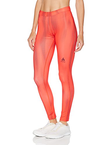 Odlo Tights Ebe - Mallas largas para Mujer, Otoño-Invierno, Mujer, Color Hot Coral AOP, tamaño Large