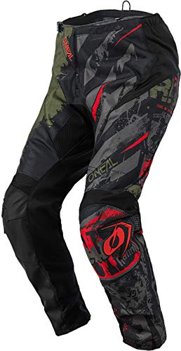 O'Neal | Pantalones de Motocicleta | Enduro Motocross | Ajuste para una máxima Libertad de Movimiento, Transpirable y Duradero | Pantalones Elemento Ride | Adultos | Negro Verde | Talla 34/50