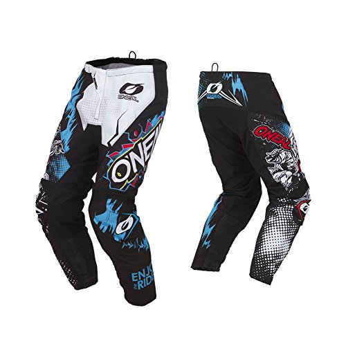 O'Neal | Pantalones de Motocicleta | Enduro Motocross | Excepcional Libertad de Movimiento, Totalmente Forrados, Relleno de Goma Protectora | Pantalones Elemento Villano | Adultos | Blanco | Talla 36