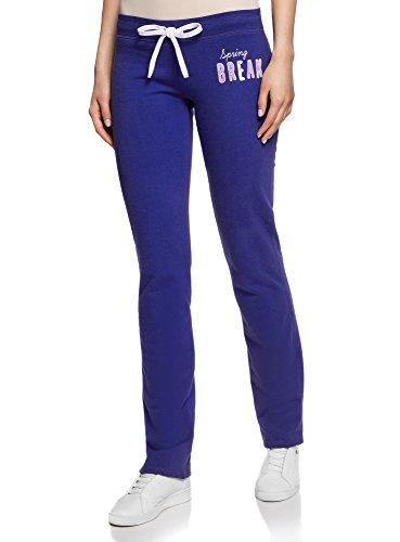 oodji Ultra Mujer Pantalones de Punto con Cordones, Azul, ES 36 / XS