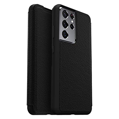 Otterbox Strada Funda con tapa Folio en Cuero, anticaídas, fina y elegante para Samsung Galaxy S21 ULTRA 5G, Negro