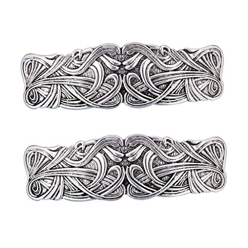 P Prettyia 2X Silver Norse Viking Celtic Dreadlocks Hairclip Headdress Hair Pin para Mujeres