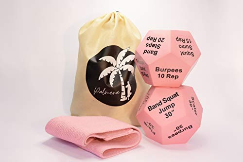 Palmera Life Pack Fitness Dice Rosa. Incluye Banda elástica musculación Ejercicios Cardio HIIT Full-Body Mujer.