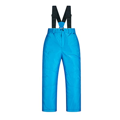 Pantalones de Esquí y Monos de Nieve para Niño Niña,Invierno Impermeables Pantalon de Babero para Deportes Azul/XL/14/100-110cm