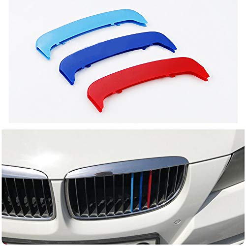 Para 05-08 3 Serie E90 E91 (12 cuadrículas) 3 Colors M Styling Front Grille Trim Strips Cover Stickers 3 Piezas