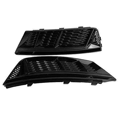 Parachoques Delantero Parrilla Paragolpes Luz De Niebla Rejillas 2pcs S4 Estilo por Negro Brillante, Fit For Audi A4 2017 2018 B9