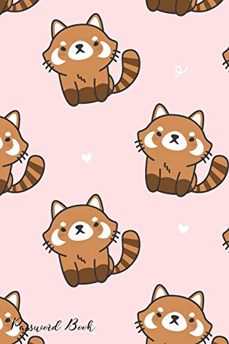 Password Book: Include Alphabetical Index With Cute Red Panda Seamless Background