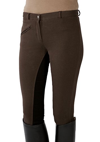 Pfiff - Pantalones de equitación con culera para niños, color Marrón (Brown/Black), tamaño: 146