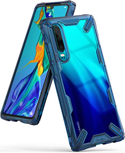 Ringke Funda Huawei P30, [Fusion-X] Transparente Ergonómico Protector TPU Back Claro PC [Protección contra Caídas de Grado Militar] La Tecnología de Absorción de Golpes Cover - Space Blue Azul