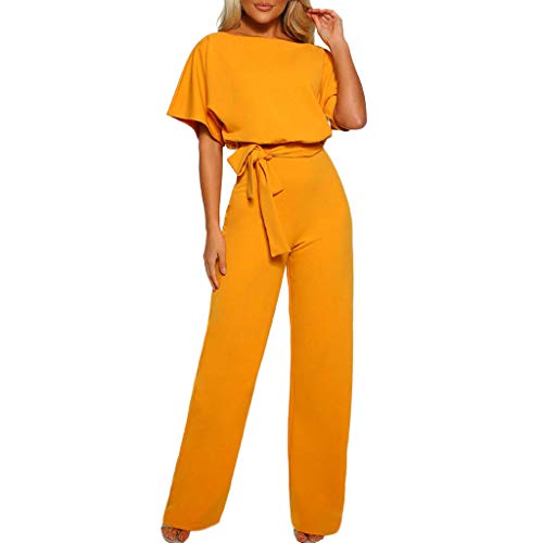 RISTHY Mono Fiesta Mujer Elegante Manga Larga Talla Grande Mono De Pierna Recta con Traje De Clubwear con Cinturón Mono Largo Vendaje Traje Playsuit Elegante de Fiesta de Noche