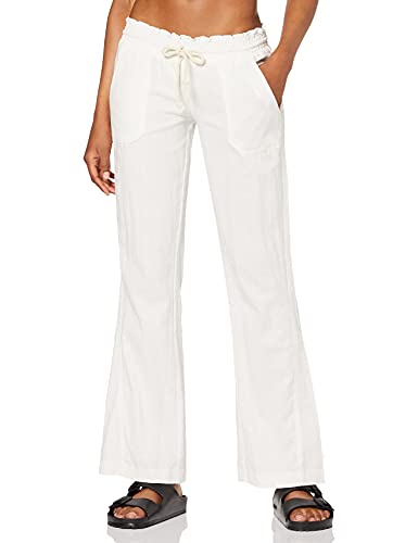 Roxy Oceanside Pantalón De Lino con Pata Ancha, Mujer, Blanco (Sea Salt), S