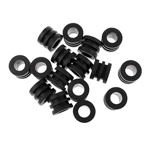 Sharplace 16 Pcs de Paragolpes de Varilla Topes de Goma Ranurados de Color Negro Accesorio Deportivo - 16 mm para Mesa de futbolín de 1,4 m