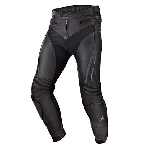 Shima Chase, Pantalones de Cuero de protección para Motocicleta (48-60) (60, Negro)