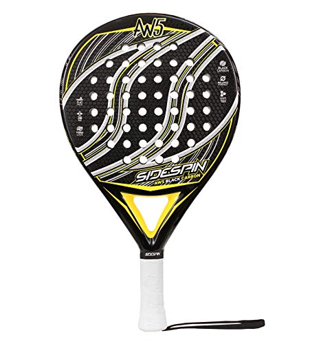 SideSpin Pala de Padel AW5 Full Carbon Eva Mix Texturado, Consigue Potencia + Control + Efecto, Adultos Unisex, Amarillo, 38 mm