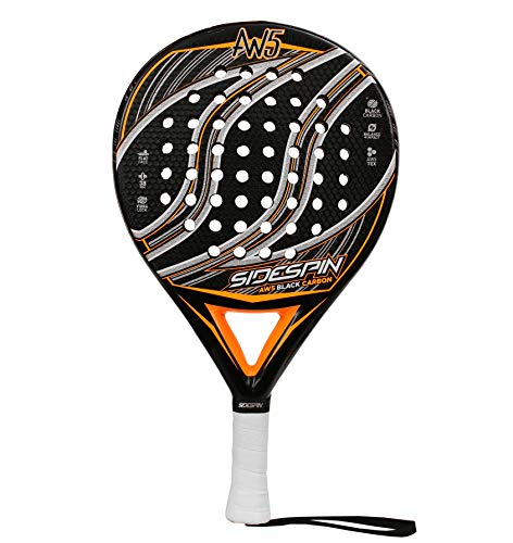 SideSpin Pala de Padel AW5 Full Carbon Eva Mix Texturado, Consigue Potencia + Control + Efecto, Adultos Unisex, Naranja, 38 mm