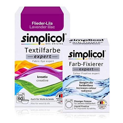 Simplicol Expert + fijador del Color Paquete de Kombi Fabric Dye: Tinte de Coloración para Textiles: Lavado a Mano o Lavadora - púrpura