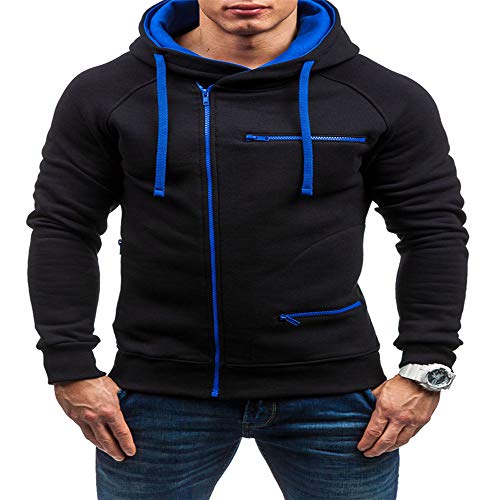 Sudadera con Capucha de Cremallera de Manga Larga Slim Fit para Hombre con Blusa Outwear de Bolsillo Chaqueta Irregular de la Personalidad Capucha de Manga Larga con Capucha y Cremallera para Hombre