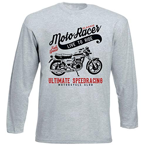 Teesandengines OSSA Copa 250 Classic Moto Racer Ultimate Speed Racing Tshirt de Manga Larga Gris para Hombre Size Small