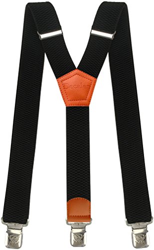 Tirantes Hombre Elásticos Ancho 40 mm con clips extra fuerte totalmente adjustable todos los colores (Negro 2)