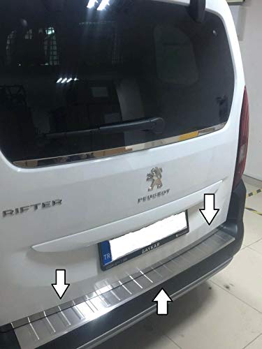 ToFit 2018Up - Protector de parachoques trasero cromado para Peugeot Rifter