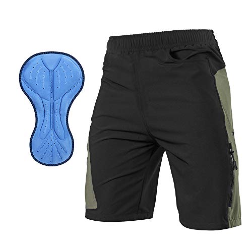 TOMSHOO Pantalones Cortos de MTB, Pantalones Cortos de Ciclismo para Hombre con Acolchados en 3D y 4 Bolsillos para Deporte al Aire Libre y Ciclismo (Negro, XL)