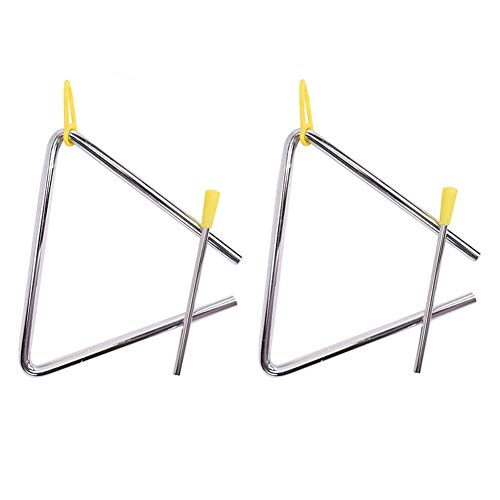 Triángulo Musical,2 Pack Instrumento Triángulo Music Triángulo de 6 Pulgadas Ritmo Educativo Triángulo Percusión de Acero TRI-6 con Batidor para Niños Talleres de Escuela Adulto