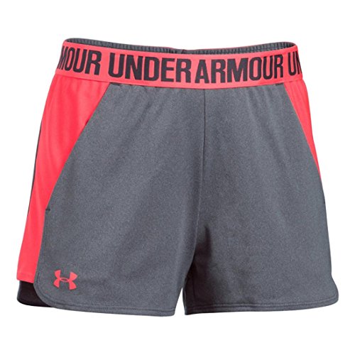 Under Armour Play Up Short 2.0 - Pantalones cortos para mujer, color gris/rojo, talla S