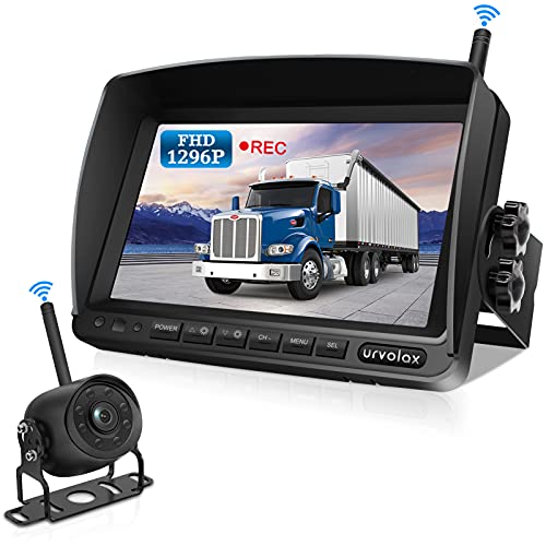 URVOLAX Camara Trasera De Coche Inalambrica,Grabación De Video,Pantalla IPS De 7 Pulgadas 1296P FHD,IP69K Camara Marcha Atras Impermeable,Señal Mejorada,Visión Nocturna,Furgoneta, Camiones Remolques