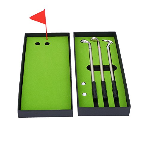 VGBEY Bolígrafo de Regalo de Golf, Juego de Bolígrafo de Golf Modelos de Mini Palos de Golf de Metal Conjunto de Banderas de Pelota de Golf Unisex