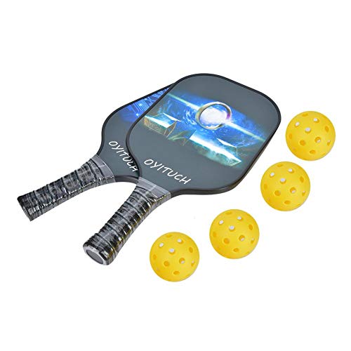 VGEBY Set de paletas Pickleball, Deporte Profesional de Fibra de Carbono para Exteriores Raqueta Pickleball Equipo Deportivo de Control de balón óptimo