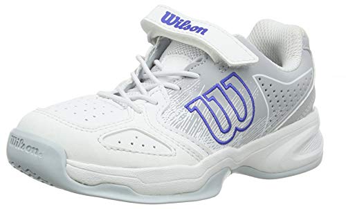 Wilson Kaos K, Zapatilla de Tenis, para Todo Tipo de Superficies, tenistas de Cualquier Nivel para niños, Blanco, Claro/Azul, número 30 EU