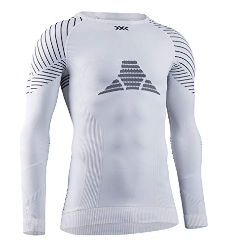 X-Bionic Invent 4.0 Shirt Round Neck Long Sleeves Men Capa De Base Camiseta Funcional, Hombre, White/Black, L