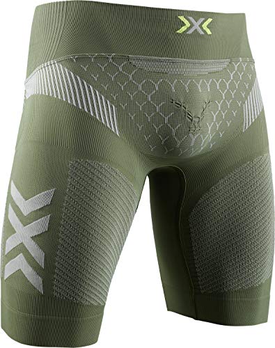 X-Bionic Pantalones Cortos para Hombre. Blanco ártico, Negro ópalo. L