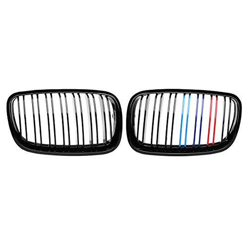 XKCCHW Rejilla de riñón de Parachoques Delantero, para BMW X5 X6 E70 E71 2007-2013 ABS M Style New X5 X6 Negro Brillante Reemplazo de Rejillas de Coche de Doble línea