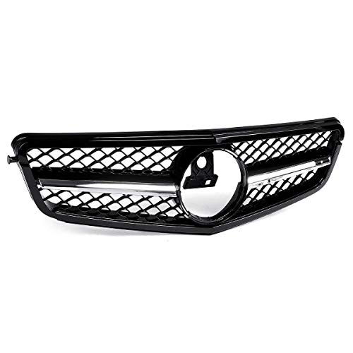 XKCCHW Rejilla Superior Delantera del Coche, para AMG C63 Style New Grill para C Class W204 C180 C200 C300 C350 2008-14 Racing Grille, A.