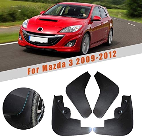 YBNB Guardabarros de Guardabarros mejorados para Mazda 3 2009-2012 Guardabarros Delantero y Trasero Estilo de Guardabarros automático U0026 Accesorios para el Cuerpo Negro 4 Piezas