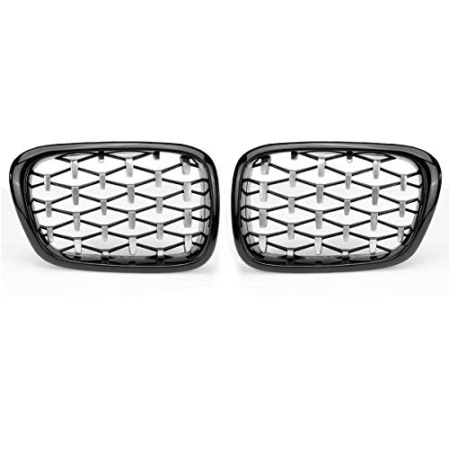 ZLNCJDM Rejilla de riñón, para Parrillas de Carreras cromadas/Negro Brillante 2pcs: Capucha Delantera del Coche,B