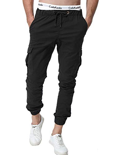 ZOEREA Pantalones Hombre Casuales Deporte Elásticos Joggers Largos Pants con Bolsillos Algodón Slim Fit Cargo Trouser de Hombres