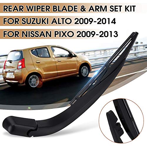 ZYDSD Ventana Posterior Parabrisas Parabrisas del Coche de 2X Brazo del limpiaparabrisas y el Conjunto de la lámina for el Suzuki Alto 2009 a 2014 for Nissan Pixo 2009 2010-2013