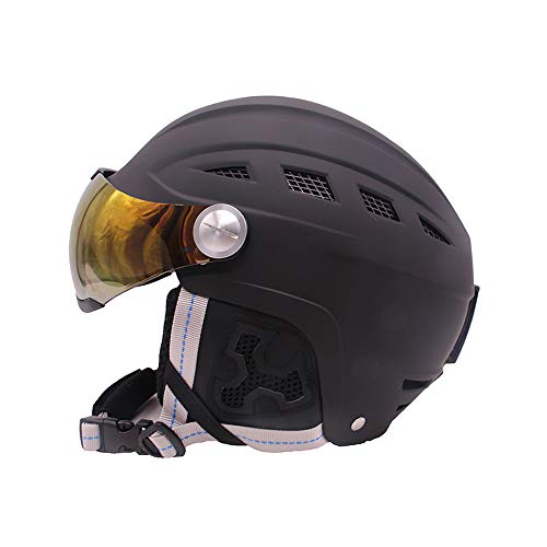 2-en-1 Visor Esquí Casco de Snowboard Máscara de Nieve Desmontable Antiniebla Anti-UV Protector de Gafas Integrado Bajo Peso Adultos Hombres Mujeres,S