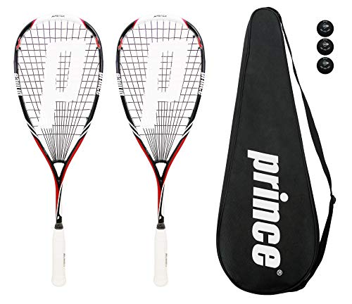 2 x Prince Pro Airstick Lite 550 de squash raquetas + 3 Pelotas de squash Dunlop Pro