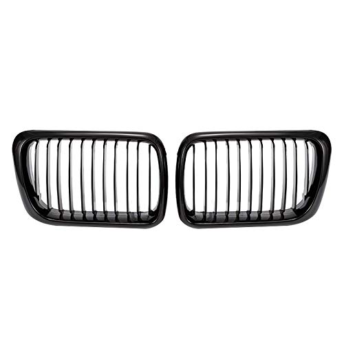 2PCS / Set Parrilla delantera de riñón Negro brillante para BMW E36 318i 320i 325i 328i 19971998 Parachoques delantero de parrilla de admisión de aire