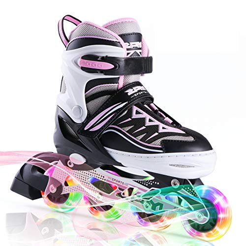 2pm Sports Cytia Ajustable Iluminación Patines en línea para niños y Adolescentes con luz Completa hasta LED Ruedas, Diversión Flashing Roller Blades para niños y niñas (Pink,Medium -Big Kids(32-35EU)